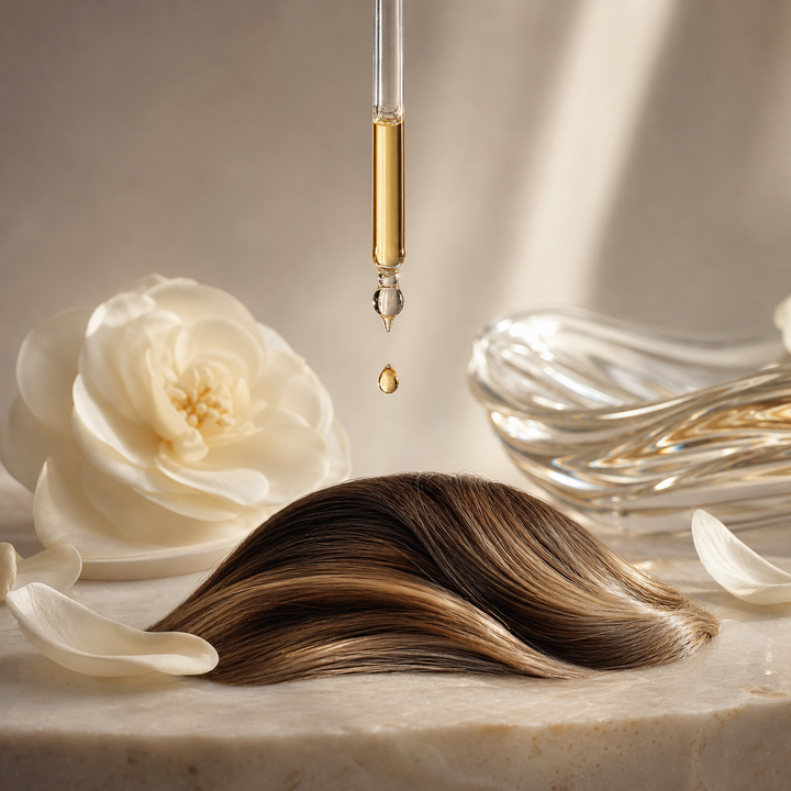 Editorial finishing hair oil ritual